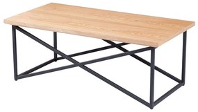 Τραπέζι Σαλονιού HM9469.01 120x60x45,5cm Από Καπλαμά Φράξου Natural-Black Mdf,Μέταλλο