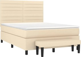 vidaXL Κρεβάτι Boxspring με Στρώμα Κρεμ 140x190 εκ. Υφασμάτινο