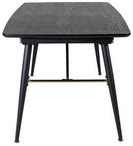 Τραπέζι Dallas 173, Μαύρο, 75x90x180cm, 55 kg, Επιμήκυνση, Φυσικό ξύλο καπλαμά, Ινοσανίδες μέσης πυκνότητας, Μέταλλο | Epipla1.gr