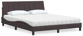 vidaXL Κρεβάτι Σκούρο Καφέ 160x200 εκ Υφασμάτινο