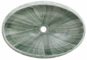 vidaXL Νιπτήρας Οβάλ Πράσινος 59 x 40 x 15 εκ. Κεραμικός