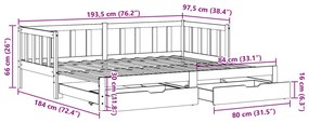 Καναπές Κρεβάτι Συρόμενος Χωρίς Στρώμα 90x190 εκ. &amp; Συρτάρια 3302193