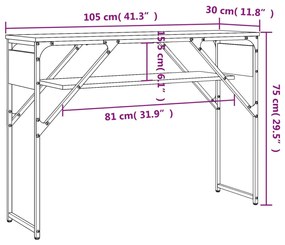 Τραπέζι Κονσόλα Καφέ Δρυς 105 x 30 x 75 εκ. από Επεξεργ. Ξύλο - Καφέ