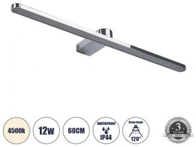 Απλίκα Καθρέπτη Μπάνιου-Πίνακα LED 12W 1400lm MEGAN Globostar 60449 Νίκελ Ματ