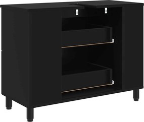 vidaXL Έπιπλο μπάνιου Μαύρο 80 x 35 x 60 cm Επεξεργασμένο Ξύλο