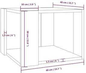 Τραπεζάκι Σαλονιού Καπνιστή Δρυς 40x40x30 εκ Επεξεργασμένο Ξύλο - Καφέ