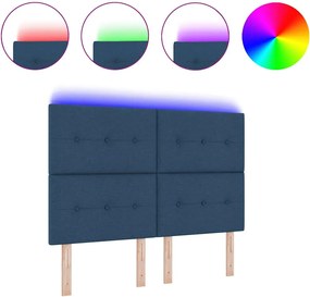 vidaXL LED κεφαλάρι με φώτα λωρίδας LED Μπλε 160 cm Πολυεστέρας