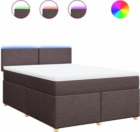 vidaXL Κρεβάτι Boxspring με Στρώμα Σκούρο Καφέ 140x200 εκ Υφασμάτινο
