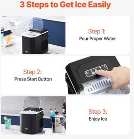 VEVOR Portable Countertop Ice Maker 26Lbs/24H Self-Cleaning with Scoop Basket