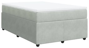 vidaXL Κρεβάτι Boxspring με Στρώμα Ανοιχτό Γκρι 120x200 εκ. Βελούδινο