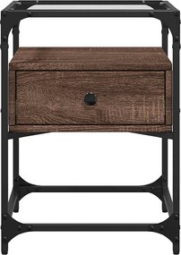 vidaXL Κομοδίνα 2 τεμ. Καφέ Δρυς 40x40x55 εκ. από Επεξεργ. Ξύλο