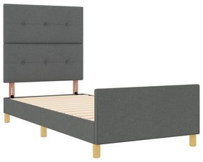 vidaXL Σκελετός Κρεβατιού Σκούρο Γκρι 90x200 εκ. Υφασμάτινος
