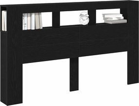 vidaXL LED κεφαλάρι με ράφι Μαύρη Οξυά 180 x 18,5 x 103,5 cm
