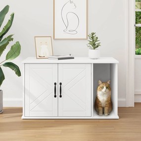 vidaXL Σπίτι Γάτας Λευκό 85 x 55 x 50 εκ. Επεξεργασμένο ξύλο