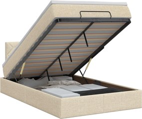 vidaXL Κρεβάτι Ottoman με στρώμα με κεφαλάρι Κρεμ 120 x 190 cm Ύφασμα