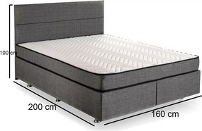 Διπλό Κρεβάτι &amp; Στρώμα 160x200 - Silvia - Χρώμα Γκρι