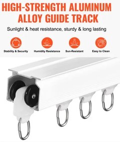 VEVOR Ceiling Curtain Track Set 8.9 FT/2.7 Meter Room Divider with Hooks White