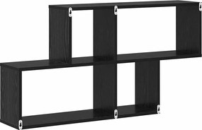 vidaXL Ράφι Τοίχου με ράφι Επιτοίχιο Μαύρο Επεξεργασμένο ξύλο