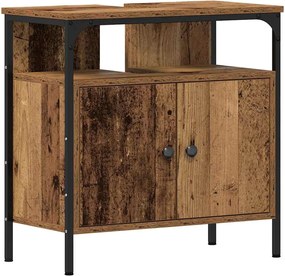 vidaXL Σετ Επίπλων Μπάνιου με ράφι 3 pcs Καφέ Επεξεργασμένο ξύλο