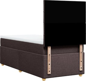 vidaXL Κρεβάτι Boxspring με Στρώμα Σκούρο Καφέ 90x190 εκ. Υφασμάτινο