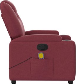 vidaXL Πολυθρόνα Μασάζ Ανακλινόμενη Μπορντό Υφασμάτινη