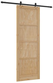 vidaXL Πόρτα  Συρόμενη με Σετ Εξαρτημάτων 83x232 cm Συμπαγές Ξύλο Πεύκου