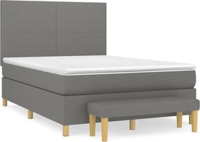 vidaXL Κρεβάτι Boxspring με Στρώμα Σκούρο Γκρι 140x190 εκ. Υφασμάτινο