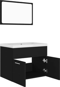 vidaXL Σετ Επίπλων Μπάνιου Μαύρο από Μοριοσανίδα