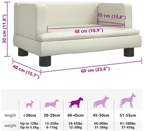 vidaXL Κρεβάτι Σκύλου Κρεμ 60 x 40 x 30 εκ. από Συνθετικό Δέρμα