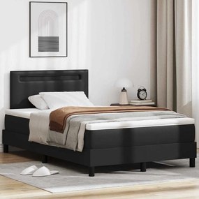 vidaXL Μαύρο Κρεβάτι με ελατήριο και στρώμα, 120x200 εκ, από συνθετικό δέρμα