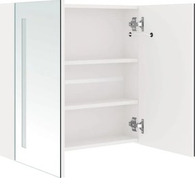 vidaXL Καθρέφτης Μπάνιου με Ντουλάπι &amp; LED Λαμπερό Λευκό 62x14x60 εκ.