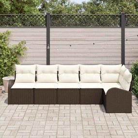 vidaXL Σετ Καναπέ Κήπου με μαξιλάρι 6 pcs Καφέ Πολυ ράταν