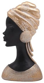 Διακοσμητική Φιγούρα African Lady 374-124-087 12x7x23cm Black-Gold Πολυρεσίνη