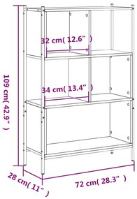 ΒΙΒΛΙΟΘΗΚΗ ΓΚΡΙ SONOMA 72X28X109 ΕΚ. ΑΠΟ ΕΠΕΞΕΡΓΑΣΜΕΝΟ ΞΥΛΟ 838886