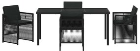vidaXL Σέτ φαγητού για κήπο 5 pcs Μαύρο Πολυ ράταν