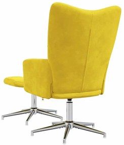 vidaXL Πολυθρόνα Relax Κίτρινη Μουσταρδί Βελούδινη με Σκαμπό
