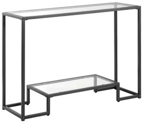 VEVOR 2-Tier Glass Console Table Rectangle Sofa Side Table with Anti-Tip Black