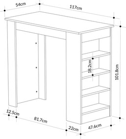 Τραπέζι Μπαρ Bendir / Λευκό PRILOPE 117x54x102