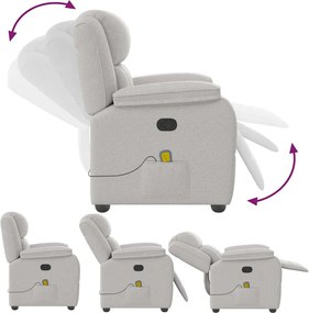 vidaXL καρέκλα ανάκλισης μασάζ Cloud Grey Fabric