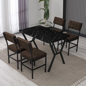 Extendable Dining Table &amp; Chairs Set (5 Pieces) Dubai - Brown, Black Brown
Black