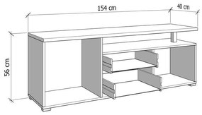 Έπιπλο τηλεόρασης ATERNO 154 3K2F2V Λευκό - Artisan Oak 154x40x56εκ. 154x40x56 εκ.