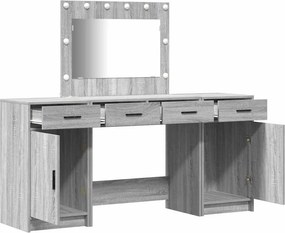 vidaXL Τραπέζι περιποίησης με συρτάρι 3 pcs Γκρι Επεξεργασμένο ξύλο