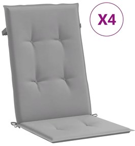 vidaXL Μαξιλάρια Καρέκλας Κήπου με Πλάτη 4 τεμ. Γκρι 120x50x3 εκ.