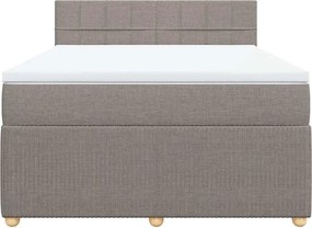 vidaXL Κρεβάτι Boxspring με Στρώμα Taupe 140x190 εκ. Υφασμάτινο
