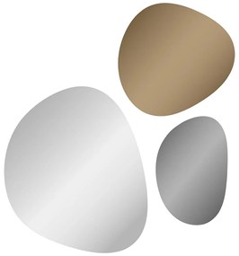 Καθρέφτης Τοίχου Silver - Bronze Γκρι Διαφανής Σετ Των 3 τμχ W37.5 x H35.5 / W46 x H53.3 / W23.2 x H35 cm INCADO