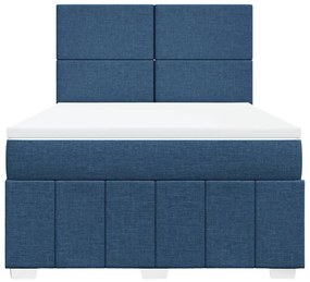 Κρεβάτι Boxspring με Στρώμα Μπλε 160x200 εκ. Υφασμάτινο - Μπλε