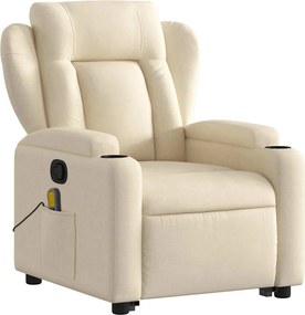 vidaXL Πολυθρόνα Μασάζ Ανακλινόμενη με Ανύψωση Κρεμ Υφασμάτινη