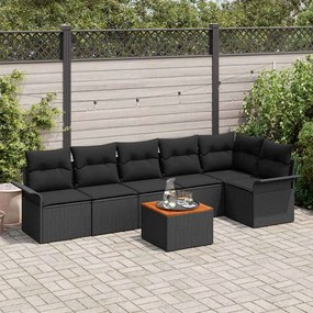vidaXL Σετ Καναπέ Κήπου 7 pcs Μαύρο Πολυ ράταν