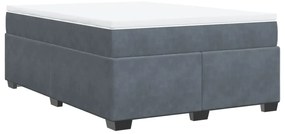 vidaXL Κρεβάτι Boxspring με Στρώμα Σκούρο Γκρι 140x190 εκ. Βελούδινο