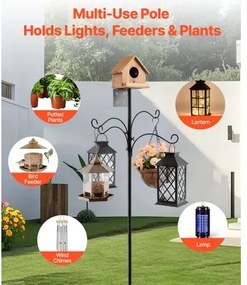VEVOR 2370mm Bird Feeding Station 4 Hook Wild Bird Feeder Stand Pole